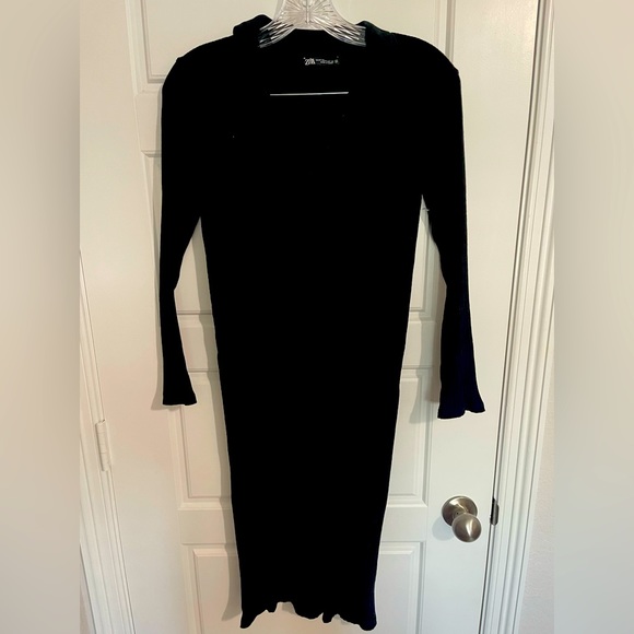 Zara Dresses & Skirts - Zara Ribbed Midi black dress Size:Medium 
Preloved/ No notable flaws